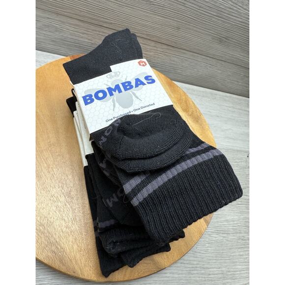 Bombas Solid Crew Mid-Calf Sock 5- Pack Black Men's L (Shoe Size 9.5-13) - Picture 1 of 3
